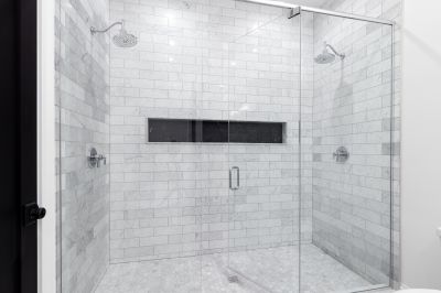 Elegant Shower with Marble Tiles